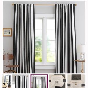 Pottery barn window curtains black and white striped gently used